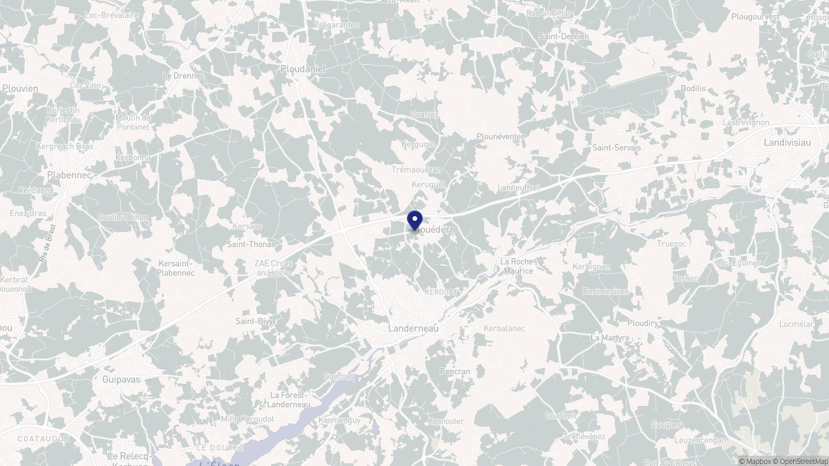 Aperçu cartographique de Plouédern, centré sur la commune