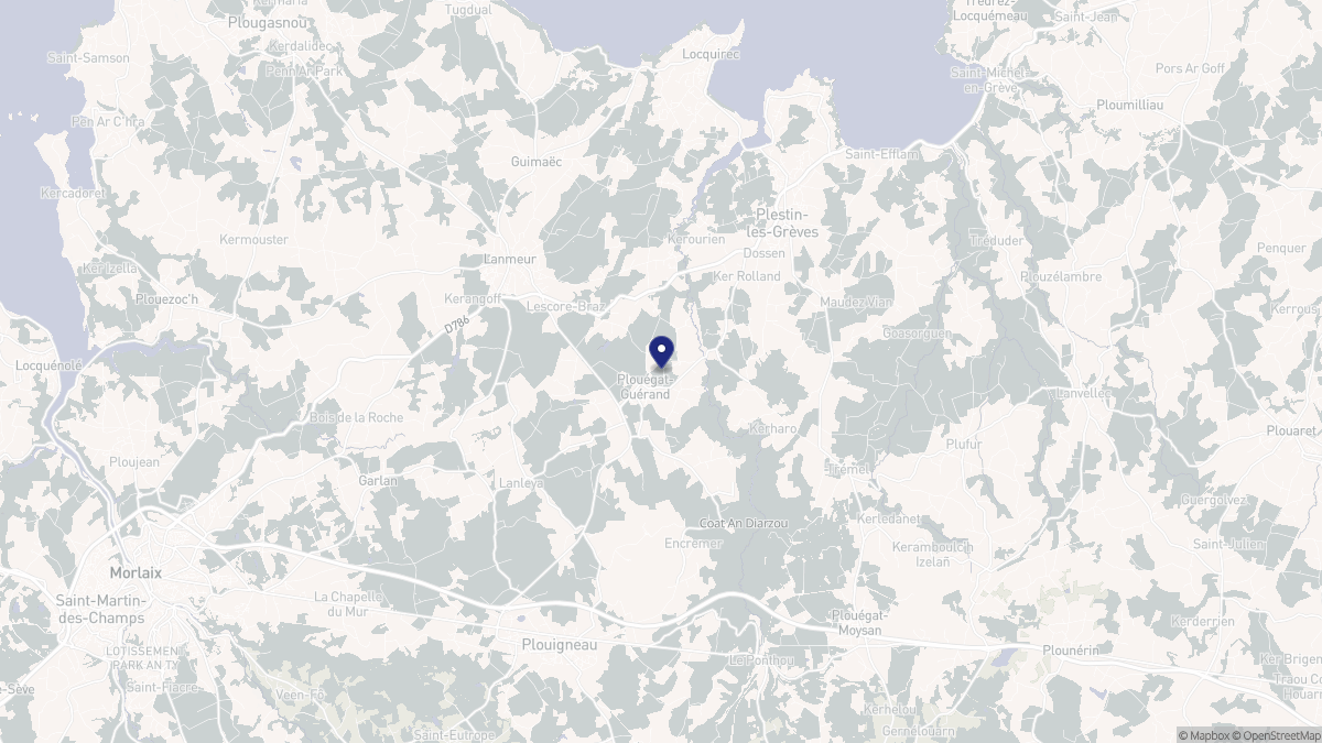 Aperçu cartographique de Plouégat-Guérand, centré sur la commune