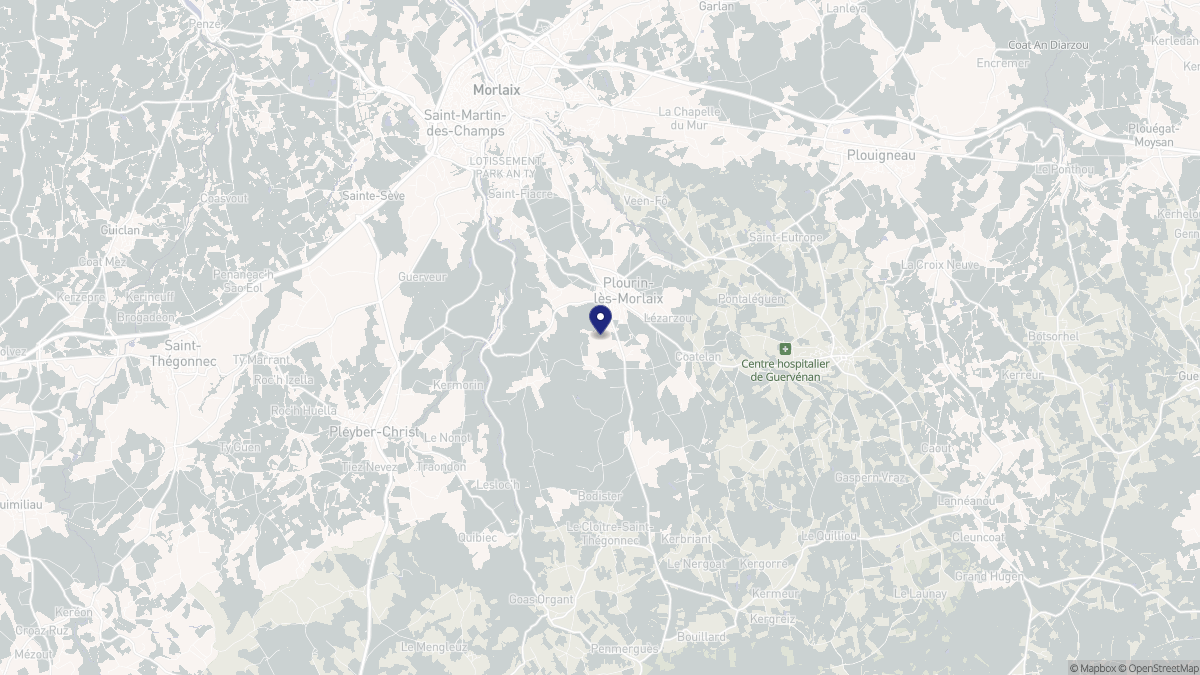 Aperçu cartographique de Plourin-lès-Morlaix, centré sur la commune