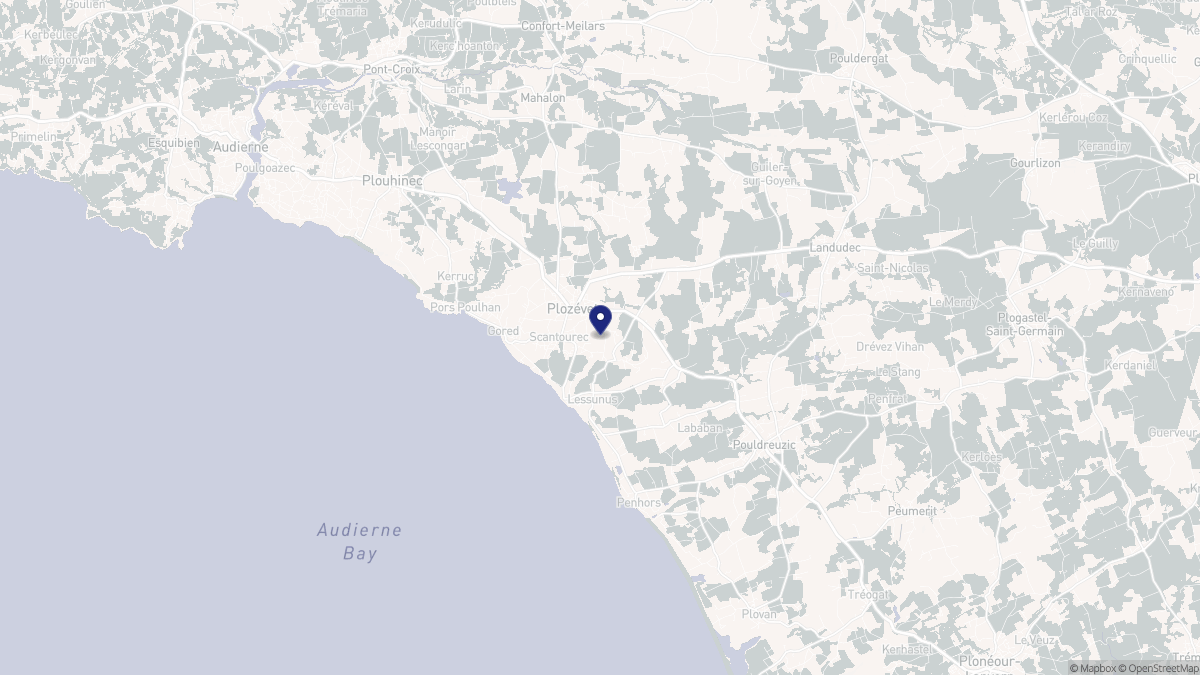 Aperçu cartographique de Plozévet, centré sur la commune