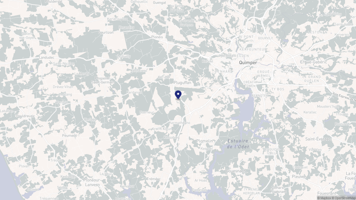 Aperçu cartographique de Pluguffan, centré sur la commune