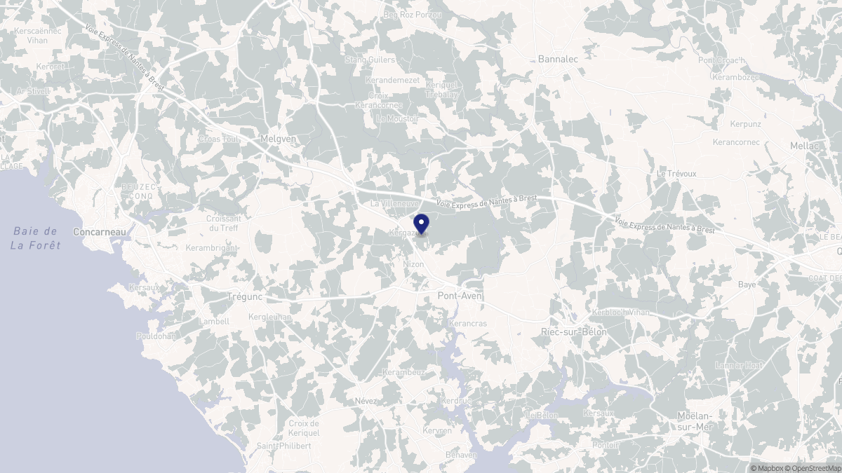 Aperçu cartographique de Pont-Aven, centré sur la commune