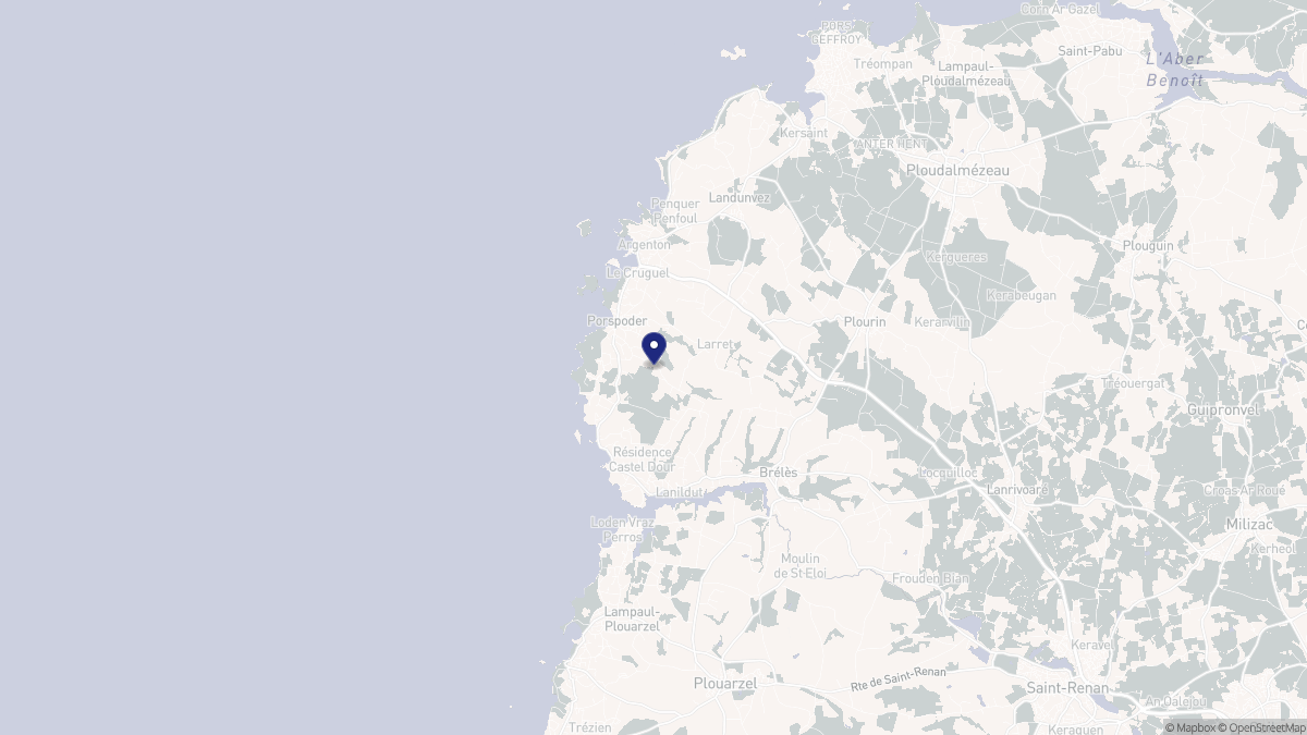 Aperçu cartographique de Porspoder, centré sur la commune