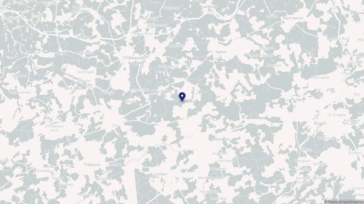 Aperçu cartographique de Saint-Goazec, centré sur la commune