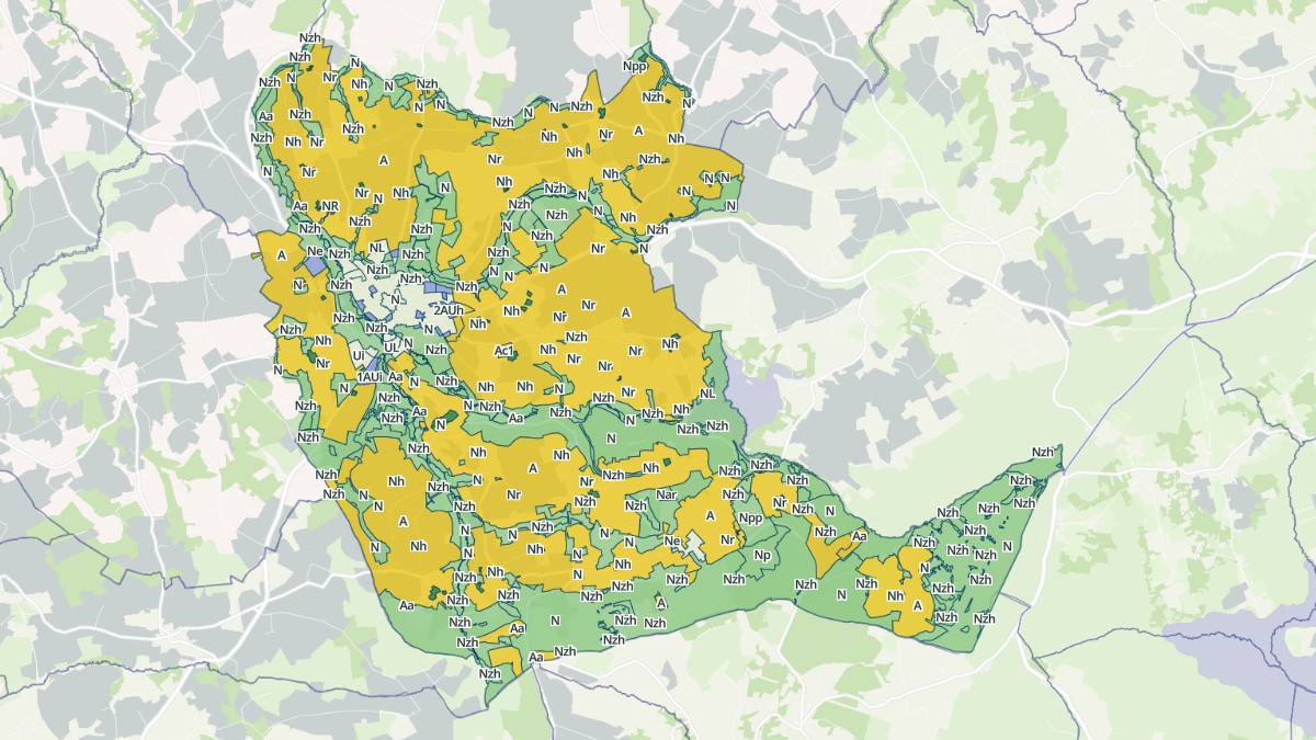 Aperçu cartographique de Sizun, centré sur la commune