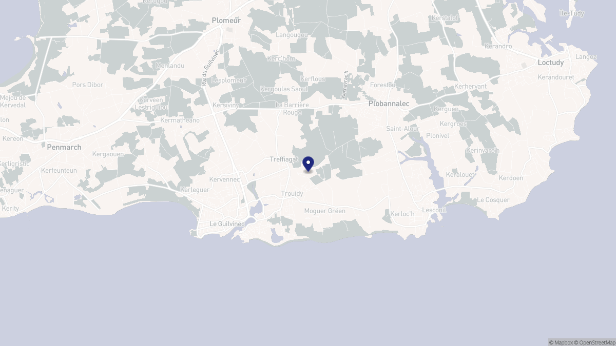 Aperçu cartographique de Treffiagat, centré sur la commune