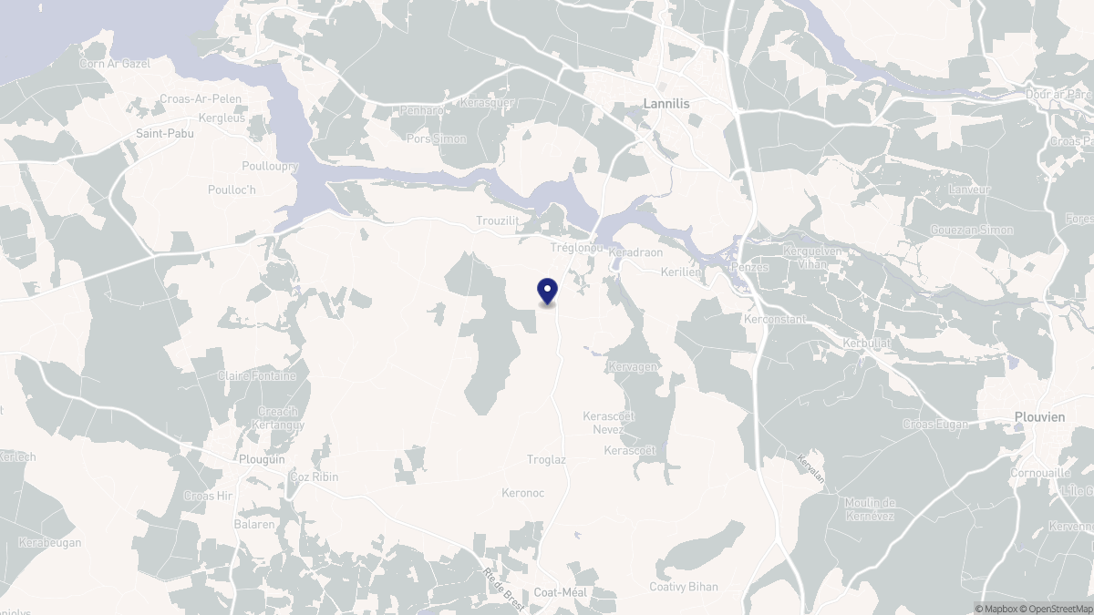 Aperçu cartographique de Tréglonou, centré sur la commune