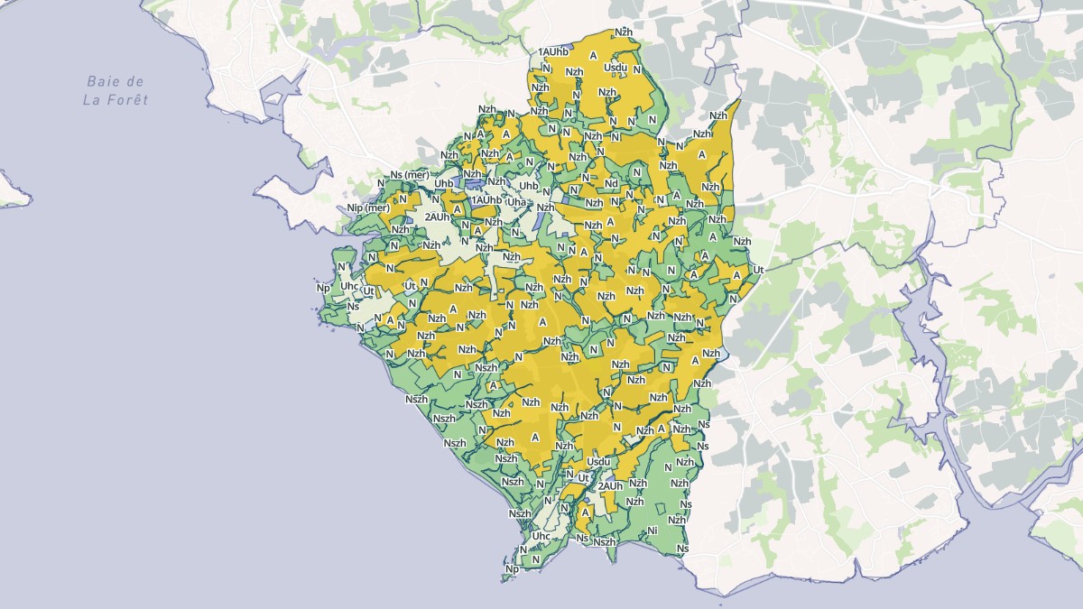 Aperçu cartographique de Trégunc, centré sur la commune