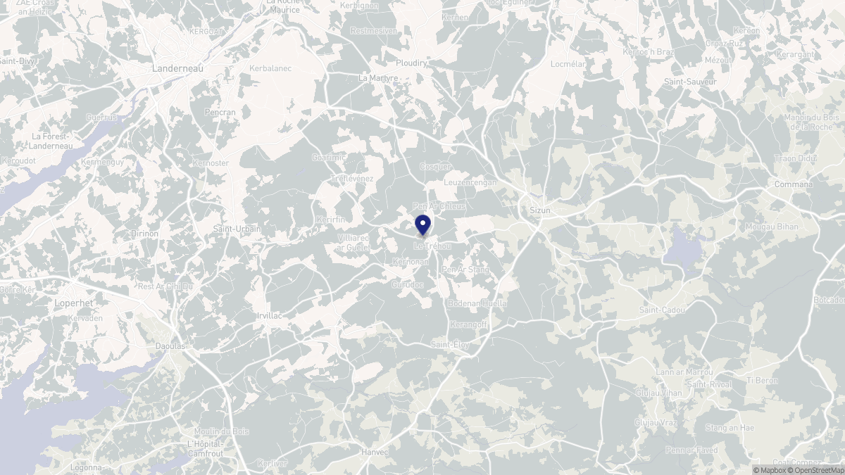 Aperçu cartographique de Le Tréhou, centré sur la commune