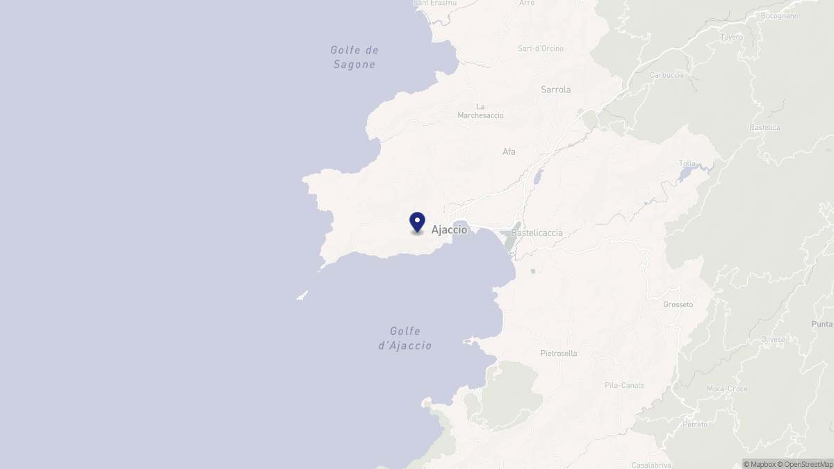 Aperçu cartographique de Ajaccio, centré sur la commune