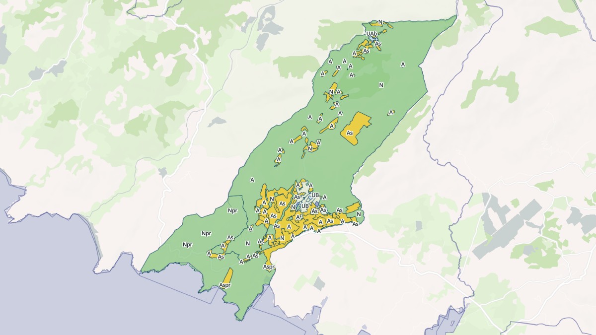 Aperçu cartographique de Monacia-d'Aullène, centré sur la commune