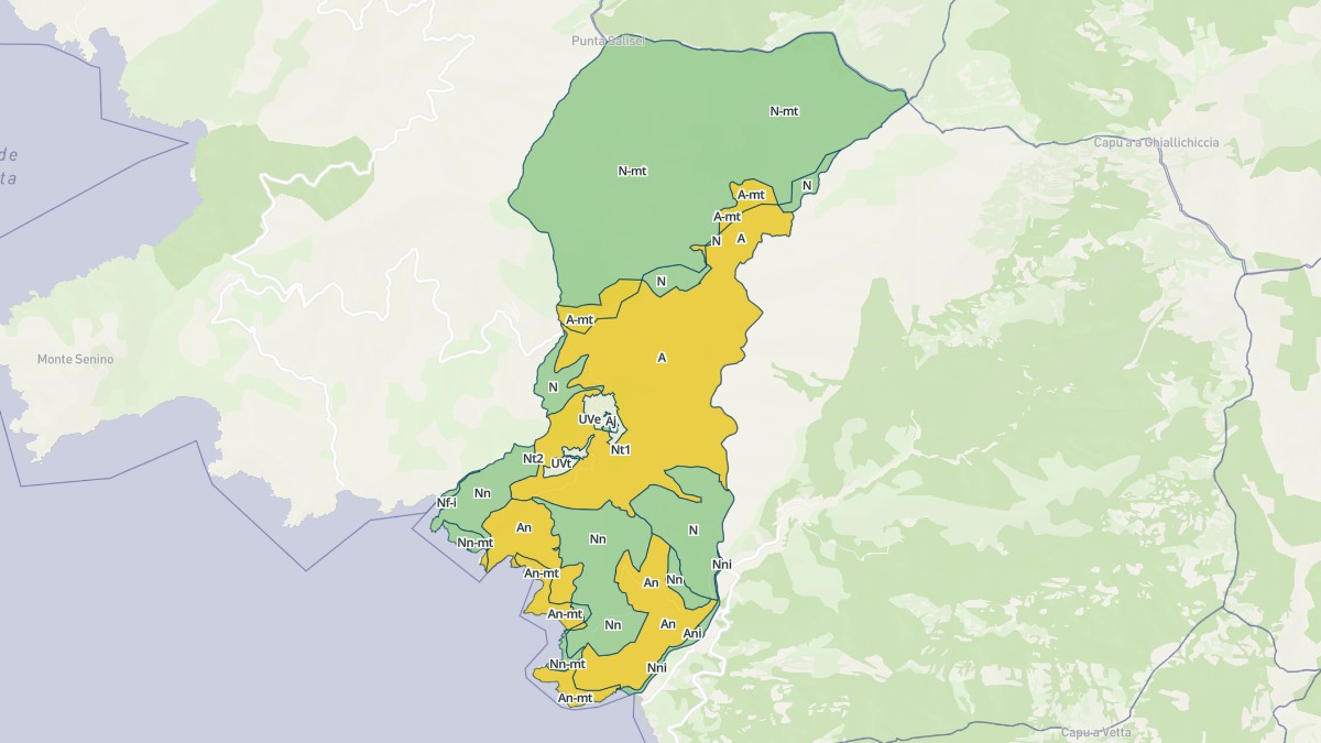 Aperçu cartographique de Partinello, centré sur la commune