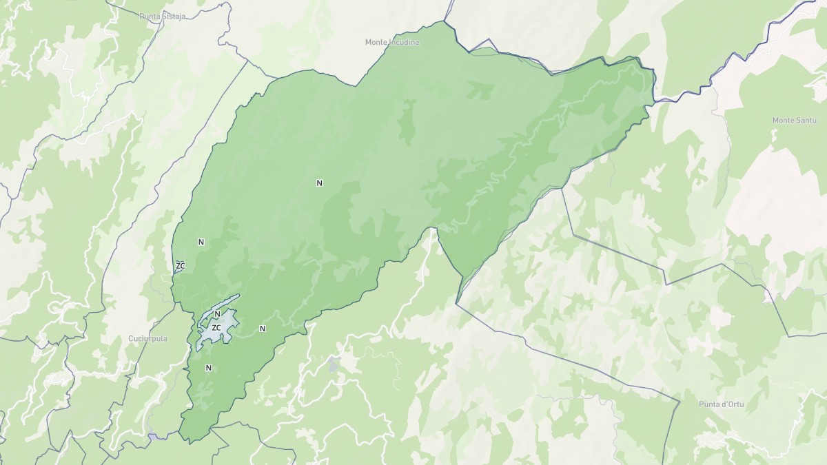 Aperçu cartographique de Quenza, centré sur la commune