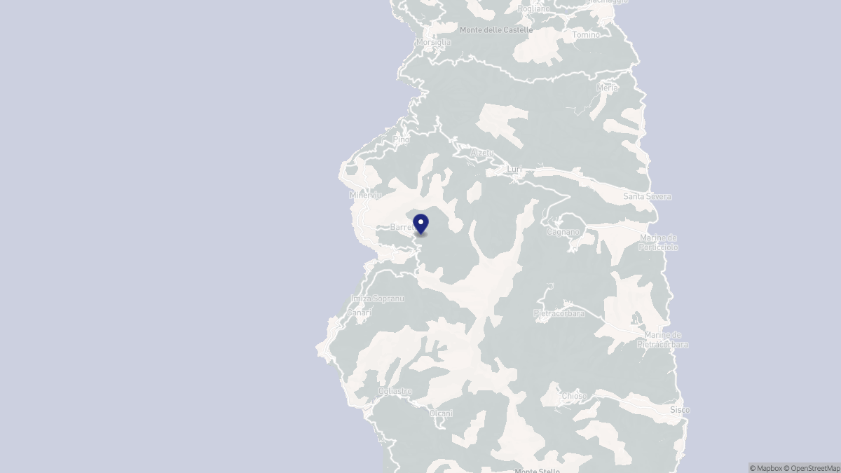 Aperçu cartographique de Barrettali, centré sur la commune