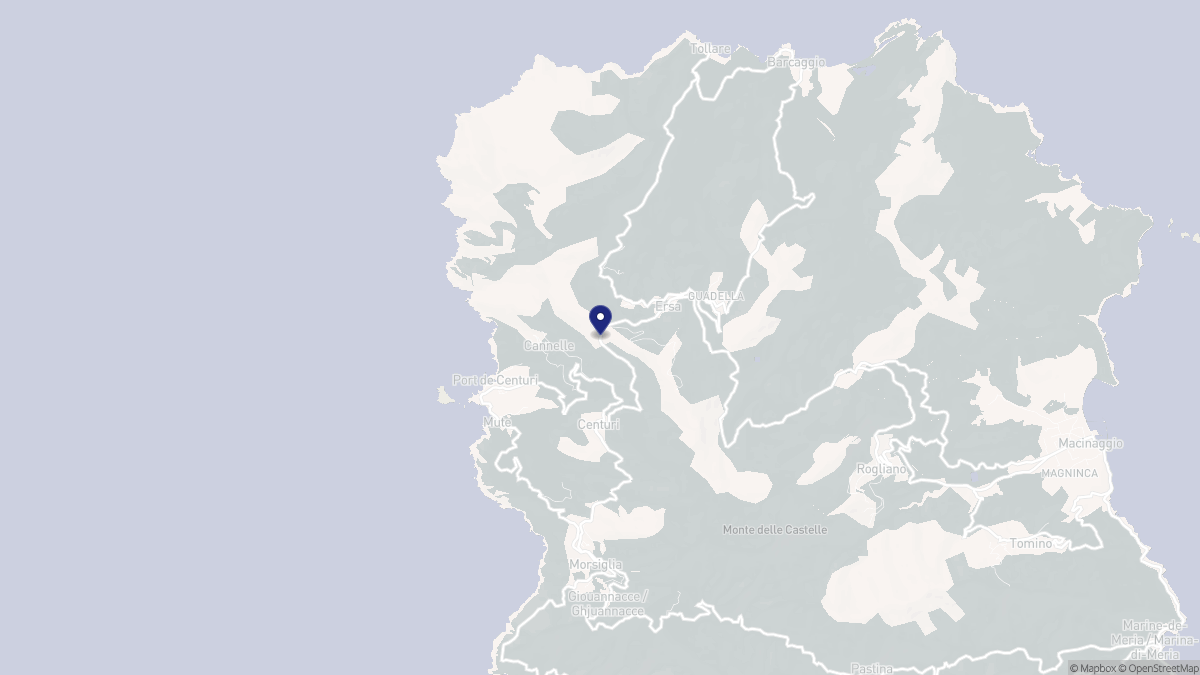Aperçu cartographique de Centuri, centré sur la commune