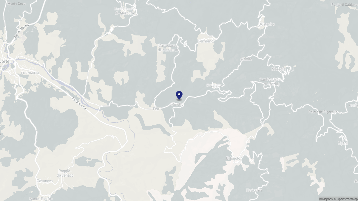 Aperçu cartographique de Favalello, centré sur la commune