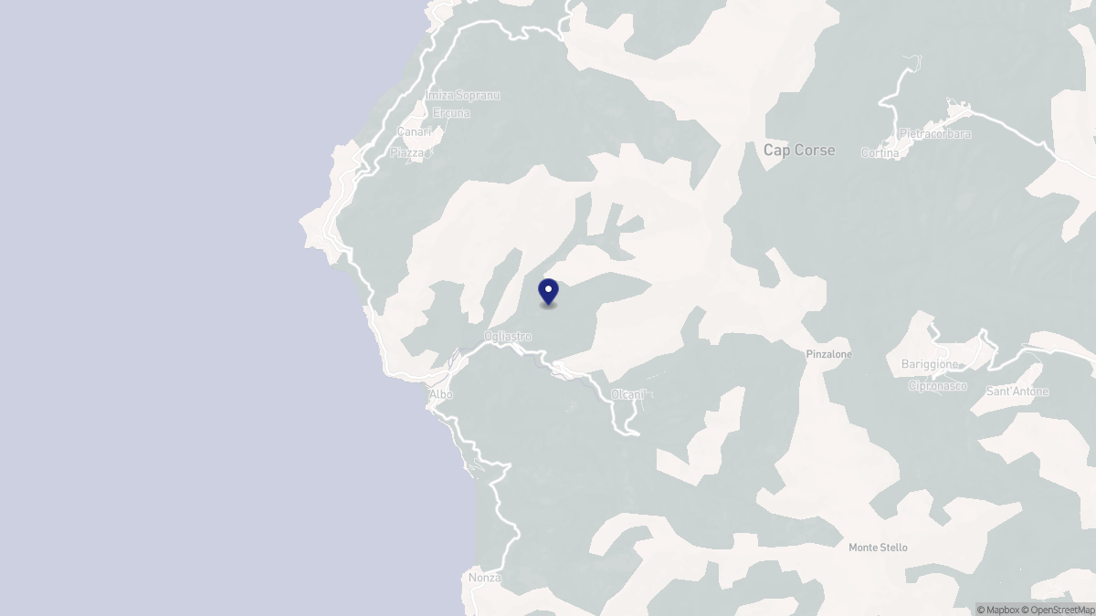 Aperçu cartographique de Ogliastro, centré sur la commune