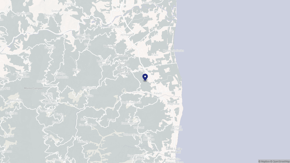 Aperçu cartographique de Penta-di-Casinca, centré sur la commune