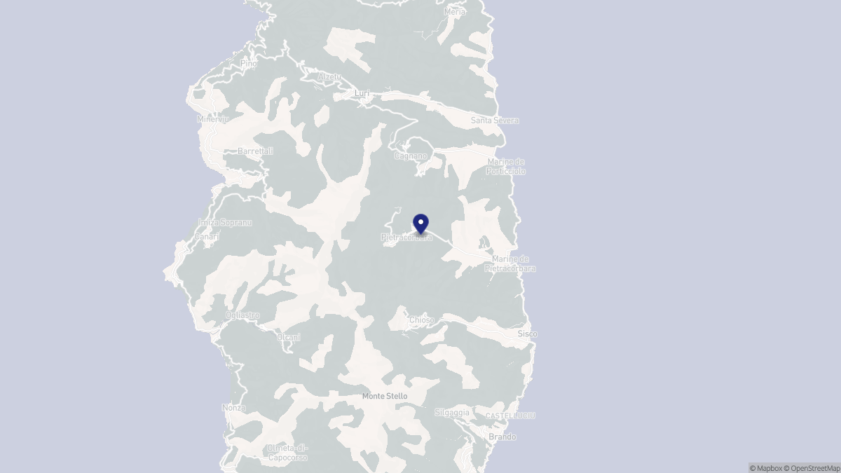 Aperçu cartographique de Pietracorbara, centré sur la commune