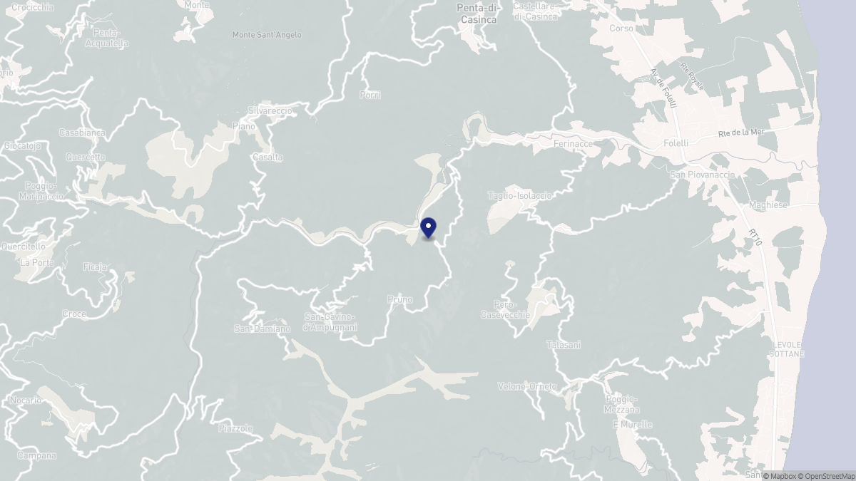 Aperçu cartographique de Pruno, centré sur la commune