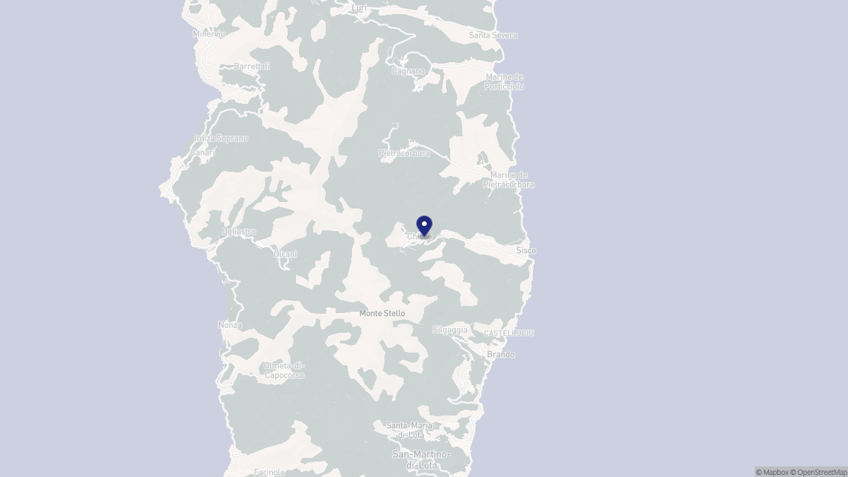 Aperçu cartographique de Sisco, centré sur la commune