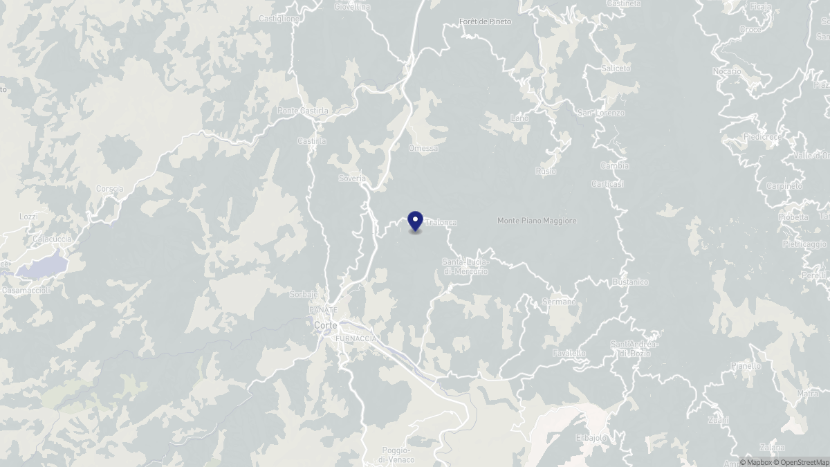 Aperçu cartographique de Tralonca, centré sur la commune