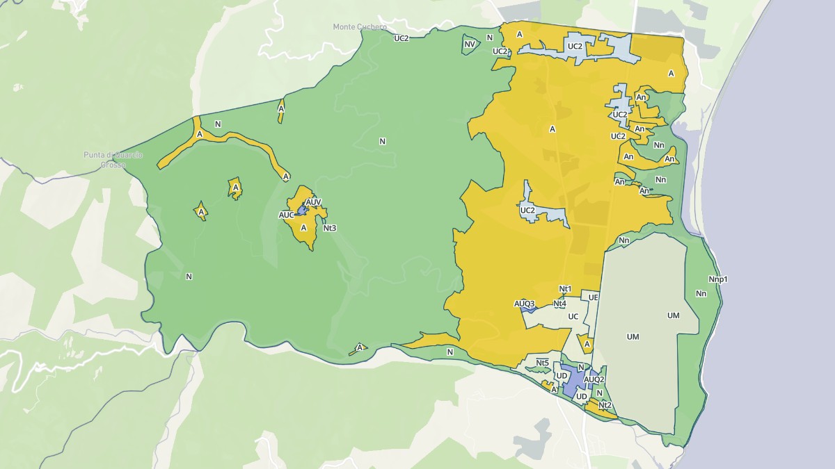 Aperçu cartographique de Ventiseri, centré sur la commune