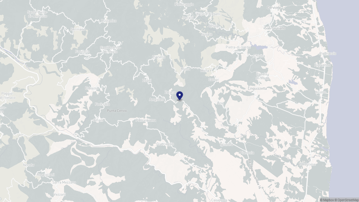 Aperçu cartographique de Zalana, centré sur la commune