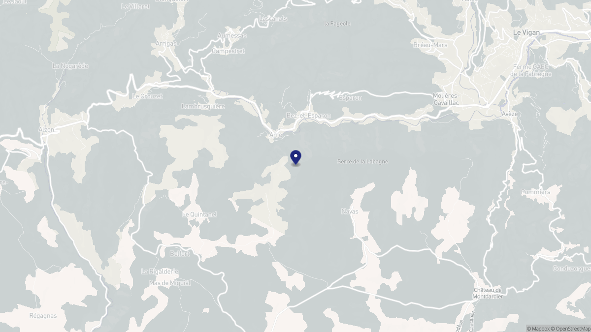 Aperçu cartographique de Arre, centré sur la commune