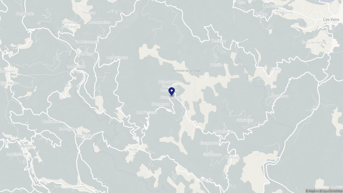 Aperçu cartographique de Bonnevaux, centré sur la commune