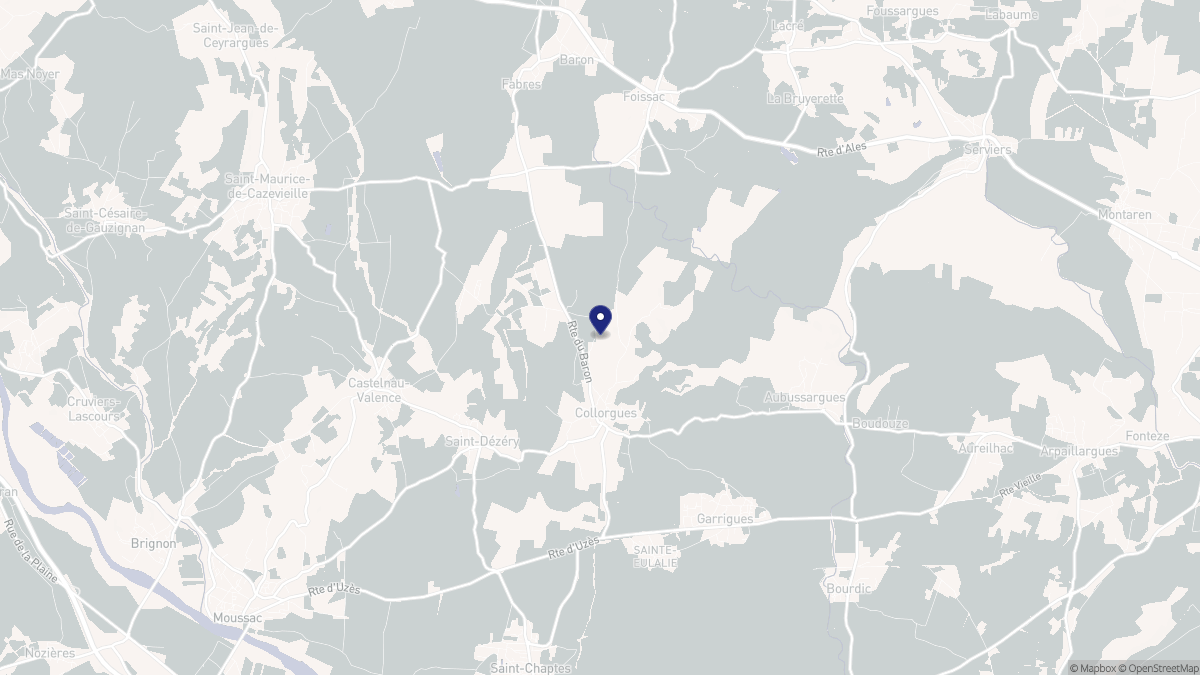 Aperçu cartographique de Collorgues, centré sur la commune