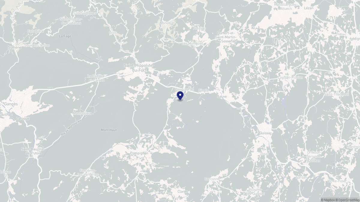 Aperçu cartographique de Conqueyrac, centré sur la commune