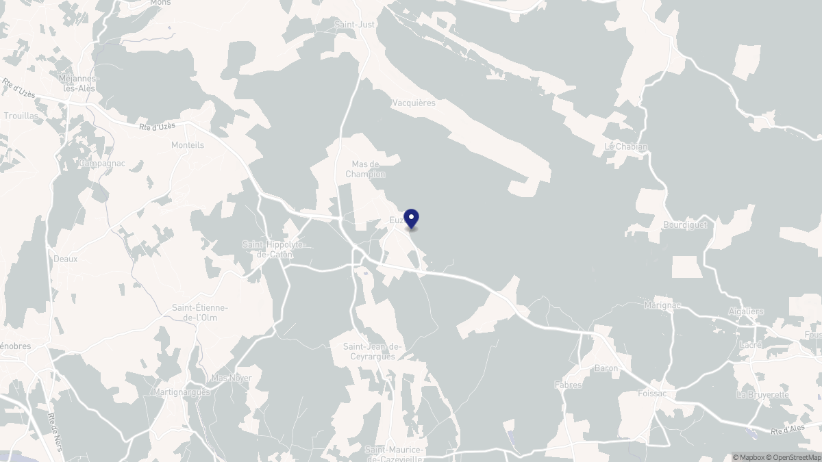 Aperçu cartographique de Euzet, centré sur la commune