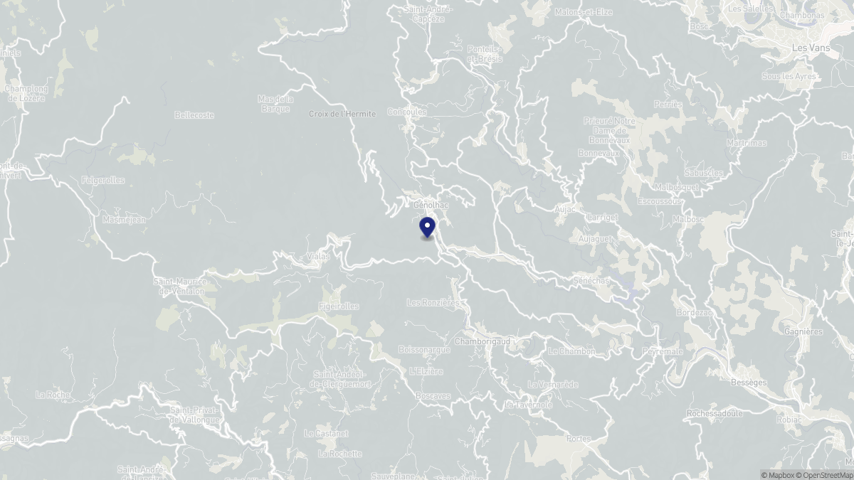 Aperçu cartographique de Génolhac, centré sur la commune
