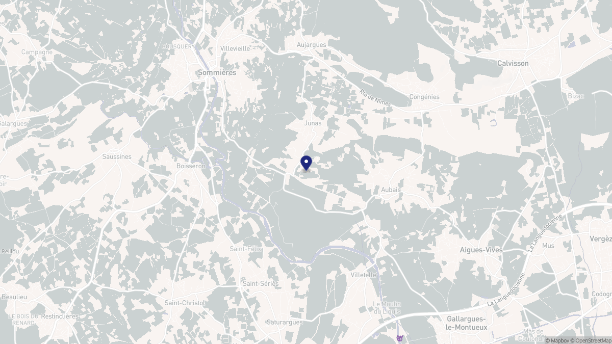 Aperçu cartographique de Junas, centré sur la commune