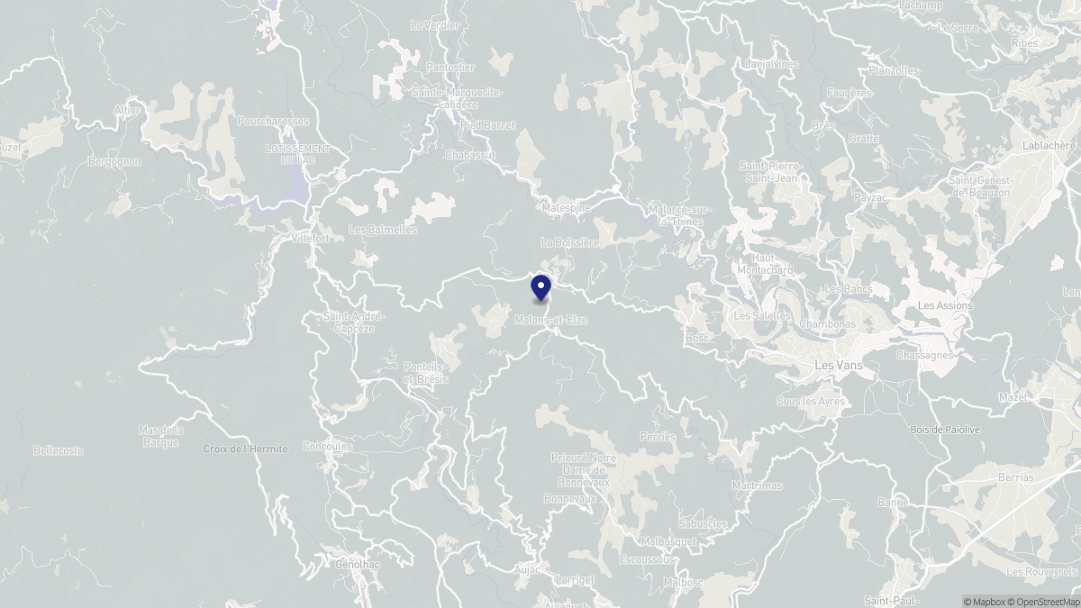 Aperçu cartographique de Malons-et-Elze, centré sur la commune