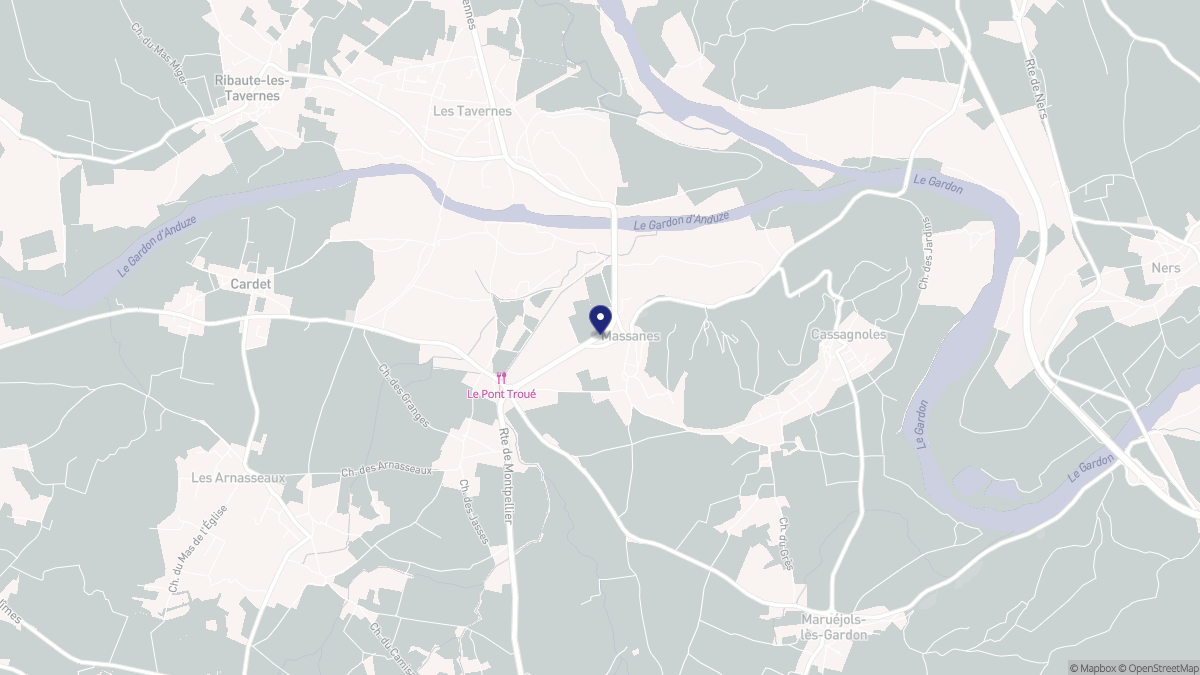 Aperçu cartographique de Massanes, centré sur la commune