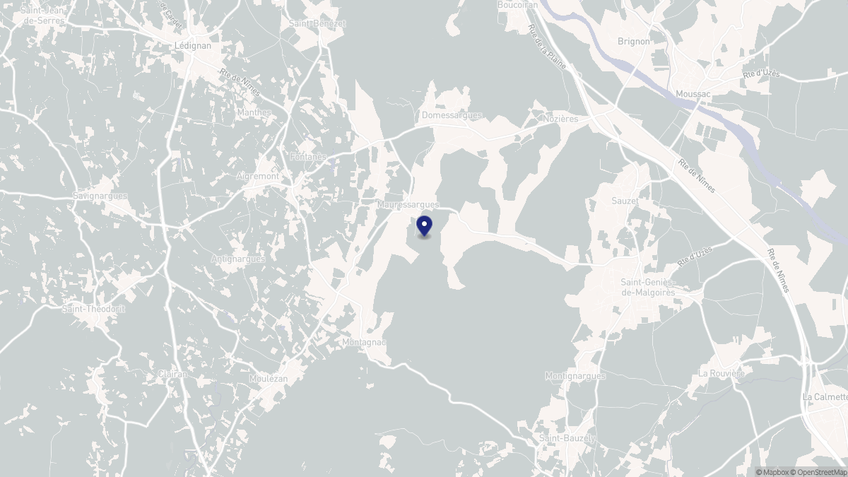Aperçu cartographique de Mauressargues, centré sur la commune
