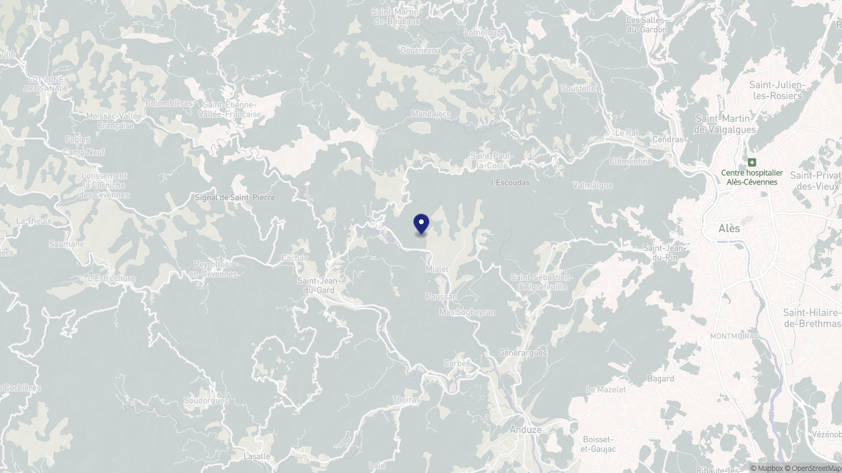 Aperçu cartographique de Mialet, centré sur la commune