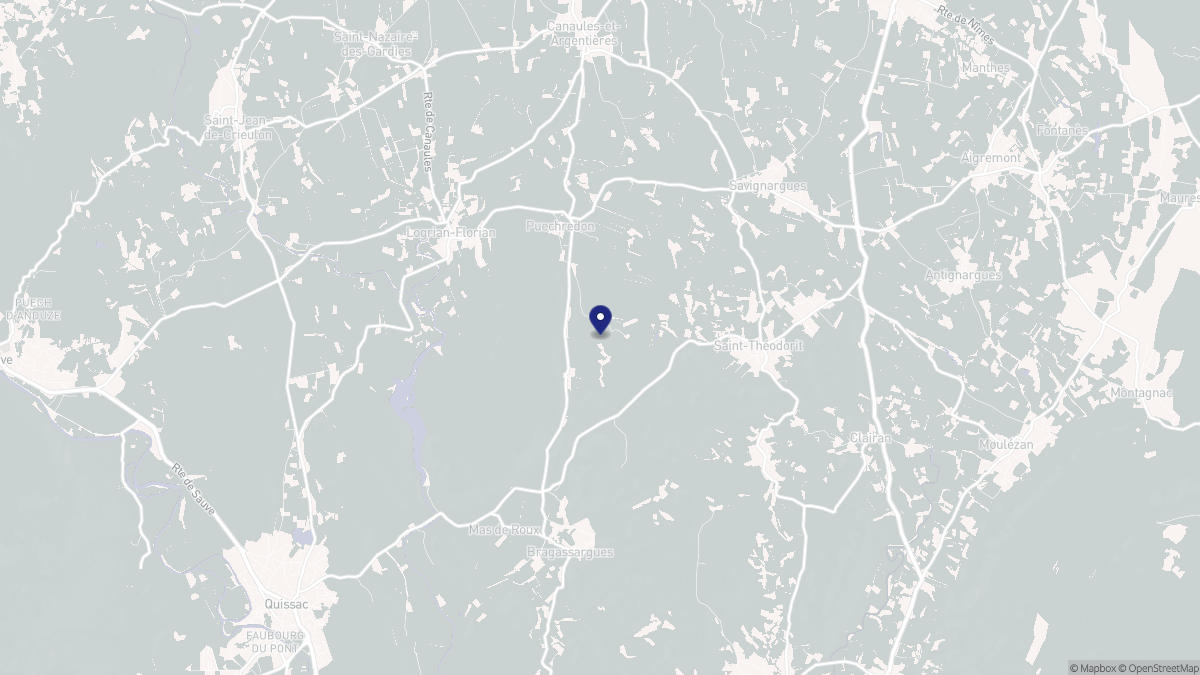 Aperçu cartographique de Puechredon, centré sur la commune