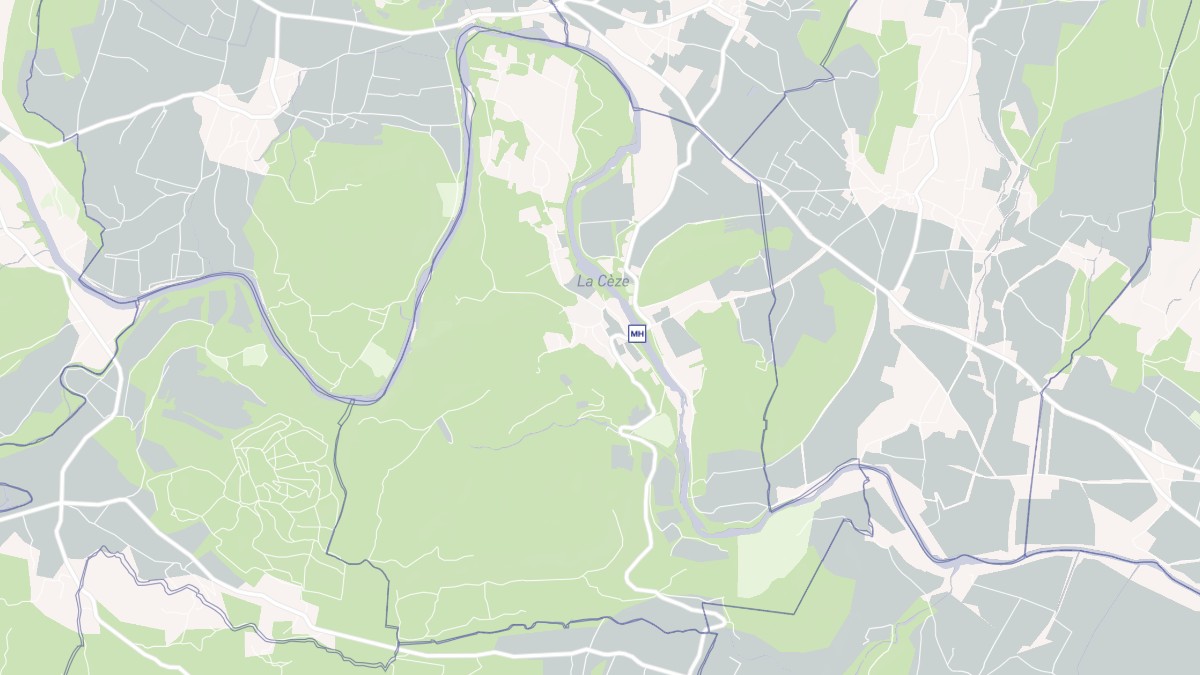 Aperçu cartographique de La Roque-sur-Cèze, centré sur la commune
