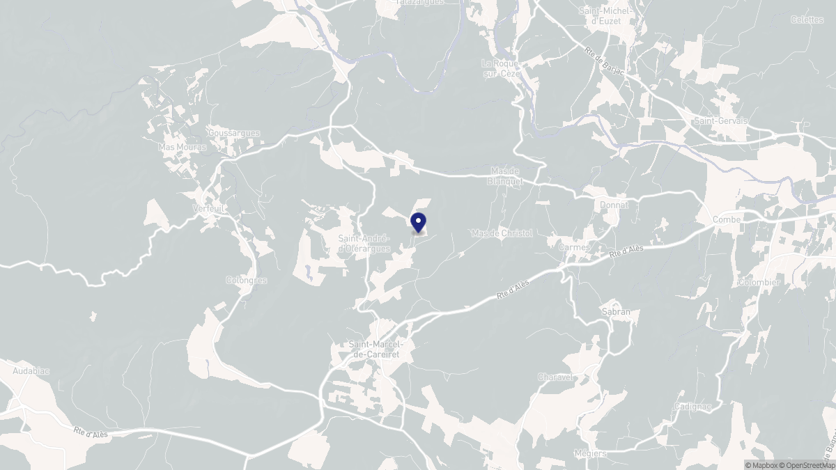Aperçu cartographique de Saint-André-d'Olérargues, centré sur la commune