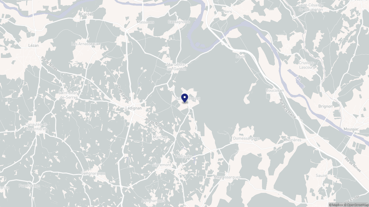 Aperçu cartographique de Saint-Bénézet, centré sur la commune