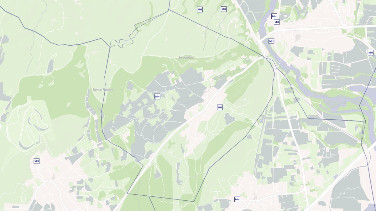 Aperçu cartographique de Saint-Bonnet-du-Gard, centré sur la commune