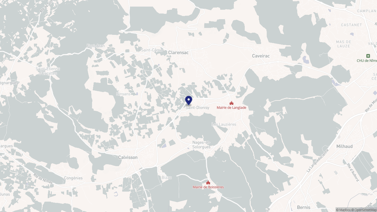 Aperçu cartographique de Saint-Dionisy, centré sur la commune