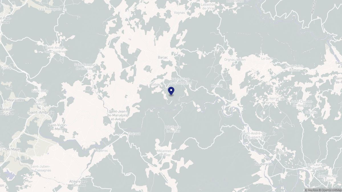 Aperçu cartographique de Saint-Privat-de-Champclos, centré sur la commune