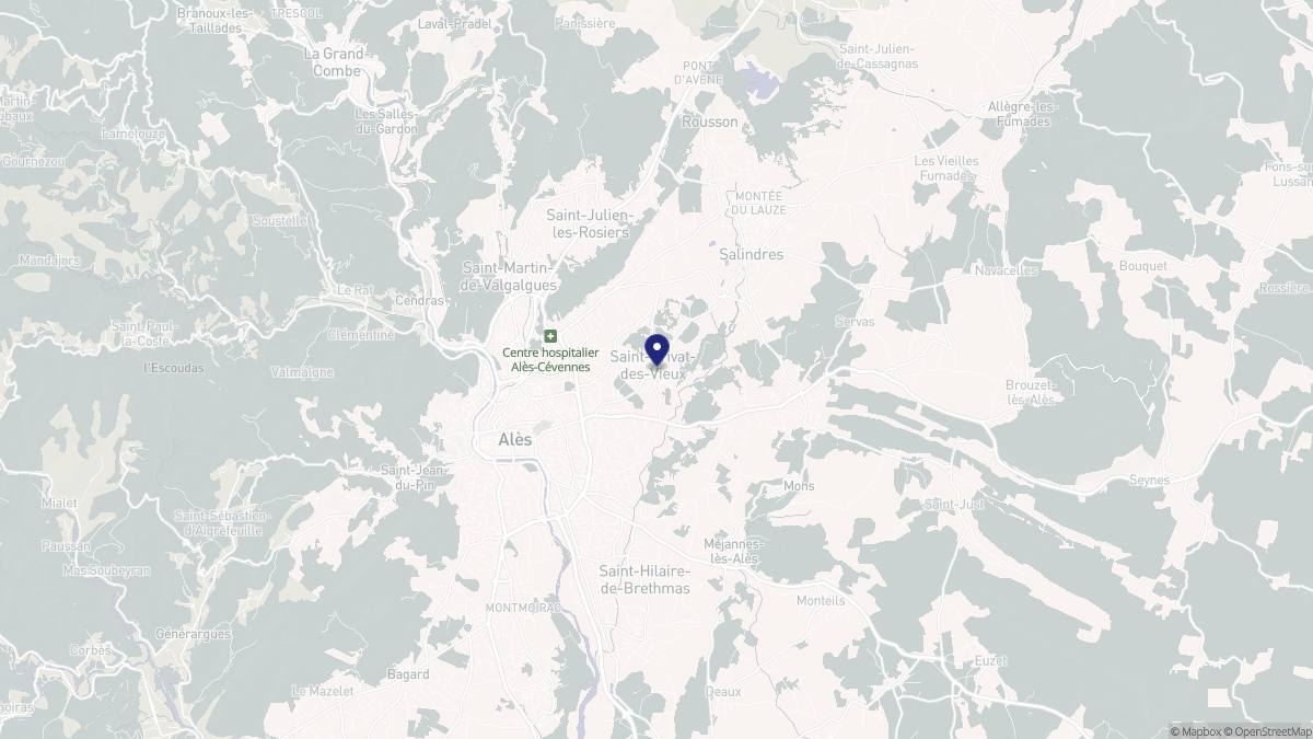 Aperçu cartographique de Saint-Privat-des-Vieux, centré sur la commune