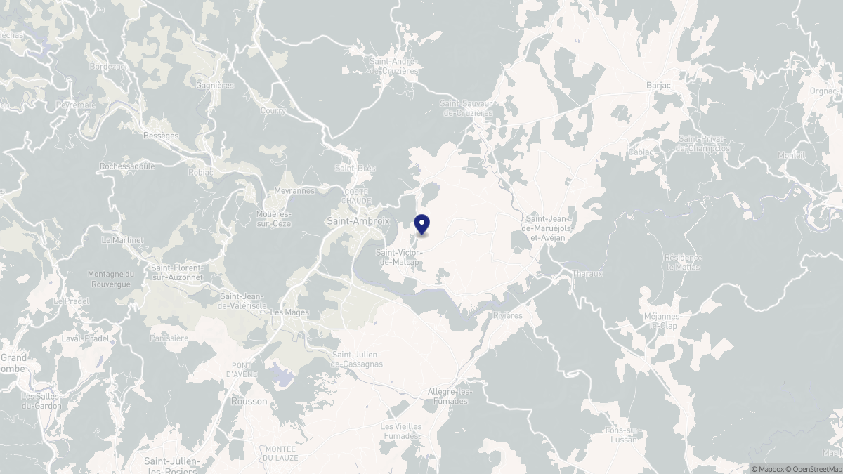 Aperçu cartographique de Saint-Victor-de-Malcap, centré sur la commune