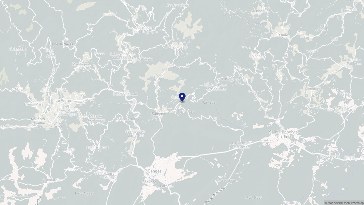 Aperçu cartographique de Sumène, centré sur la commune