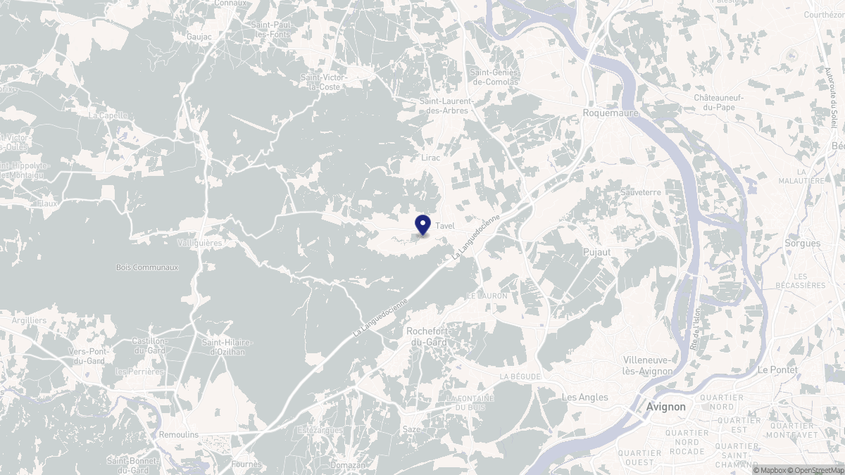 Aperçu cartographique de Tavel, centré sur la commune